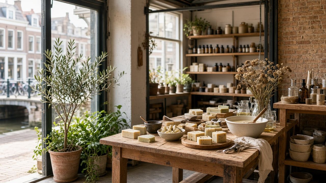 Soap-making craft workshop workspace at Grandmane House